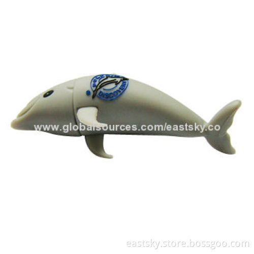 Custom Dolphin-shaped USB Drive, Made of Soft PVC Material, OEM Orders are WelcomeNew